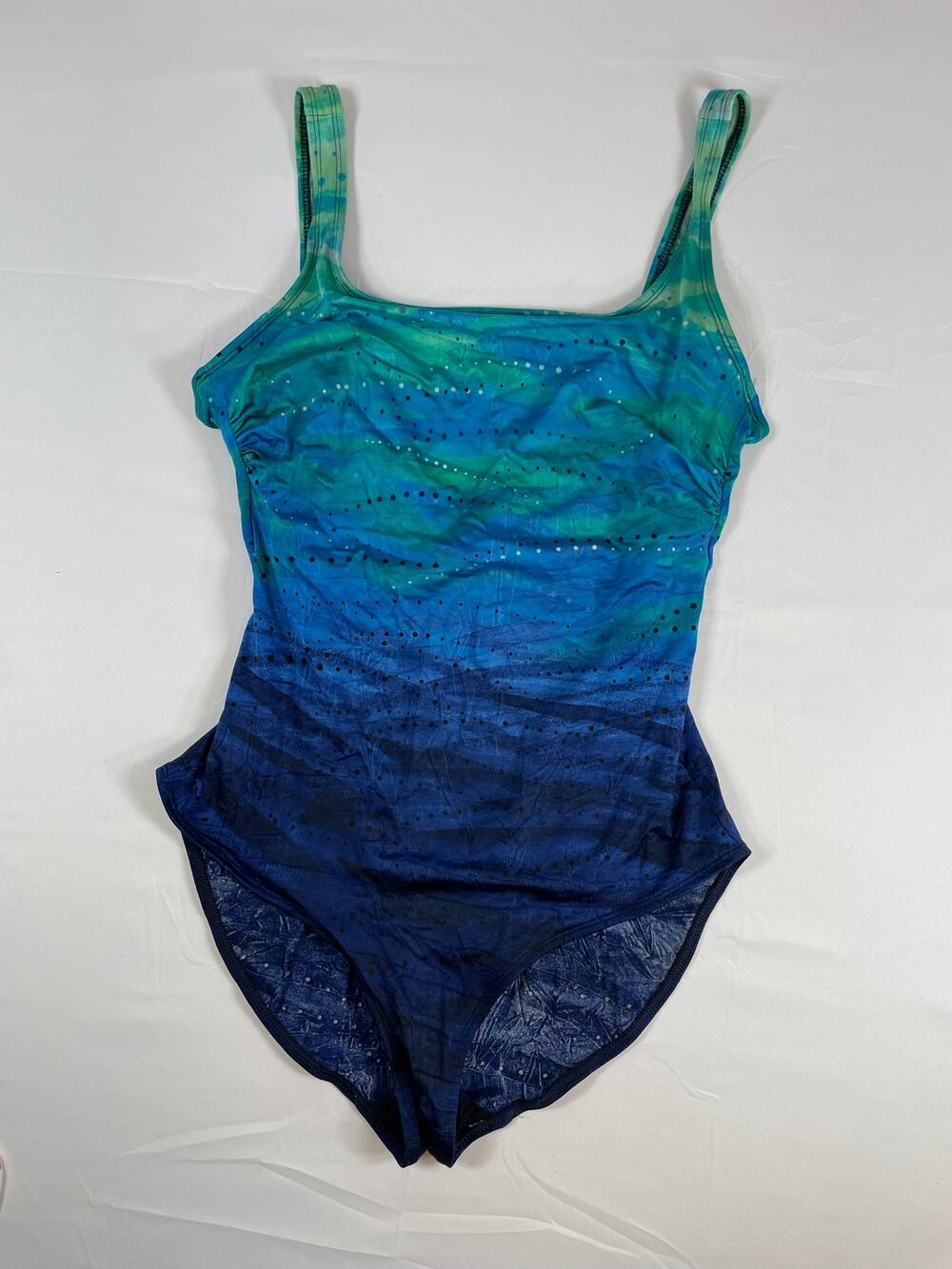 Delta Burke Vintage One Piece Swimsuit Blue Ombre 20W Powernet Tummy Control